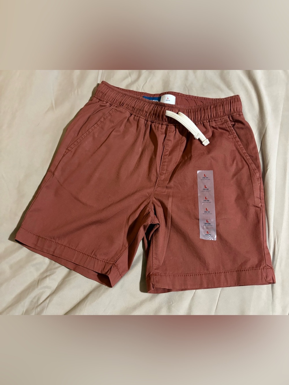Old Navy Boys Pull-On Shorts Brown Elastic Waist Drawstring Size L 10-12 NWT